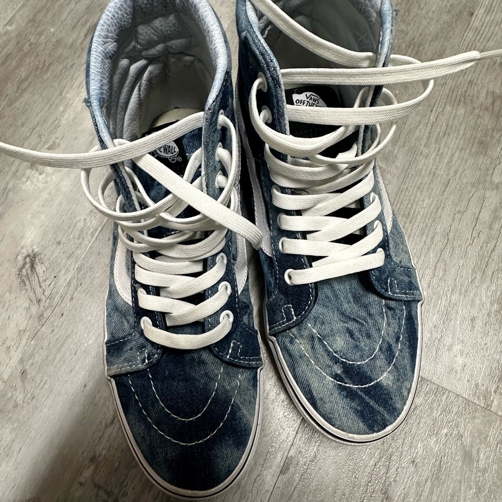 Vans White and Gray High-Top Sneakers